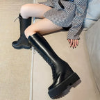 Bottes à semelle compensée en polyuréthane pour femmes