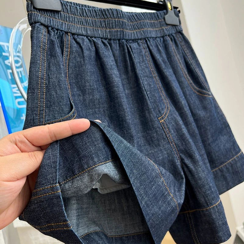 Short en jean cowboy bleu pour femmes