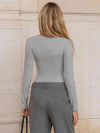 T-Shirt à manches longues et col en v pour femmes