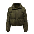 Manteau en coton matelassé à manches longues et col haut pour femmes