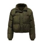 Manteau en coton matelassé à manches longues et col haut pour femmes