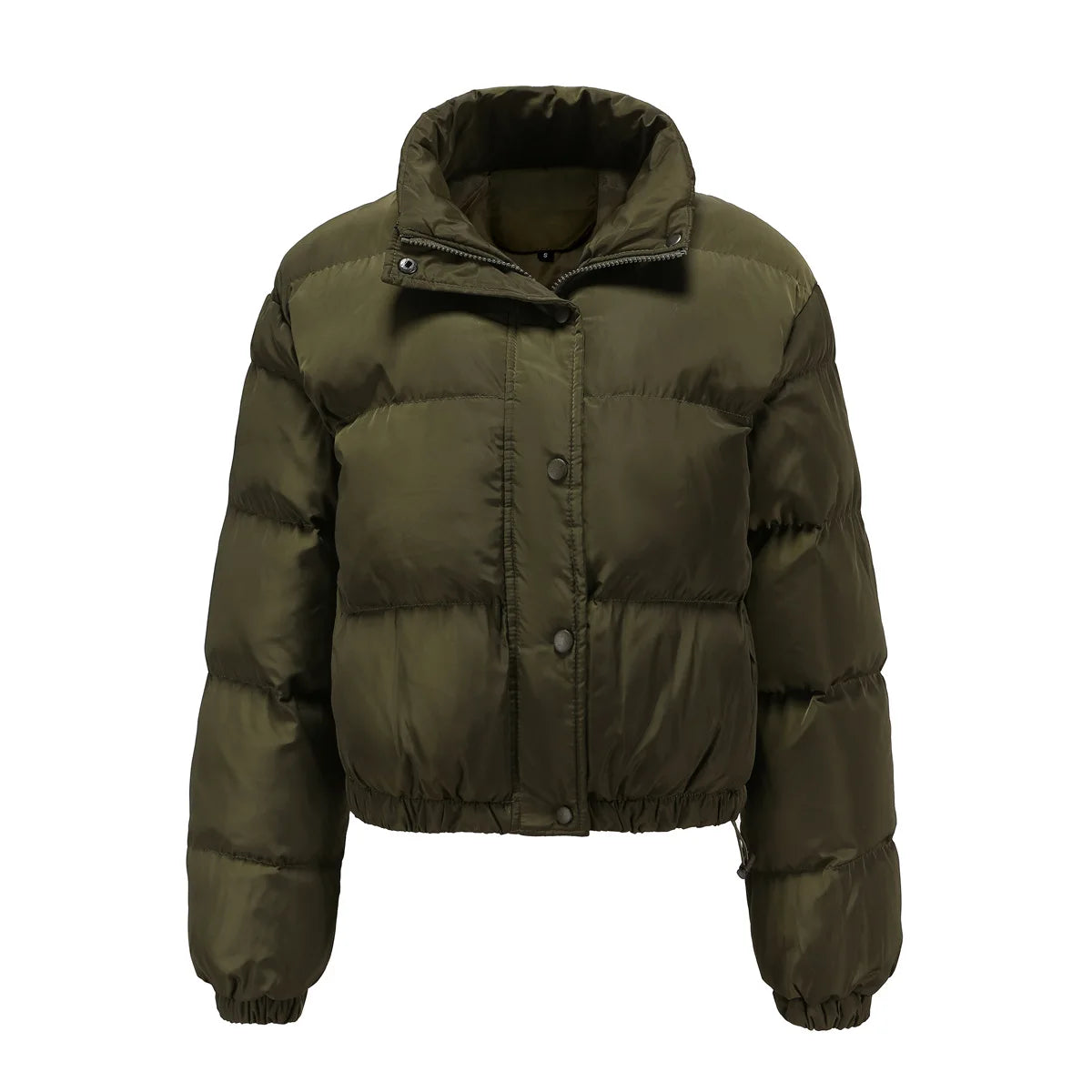 Manteau en coton matelassé à manches longues et col haut pour femmes