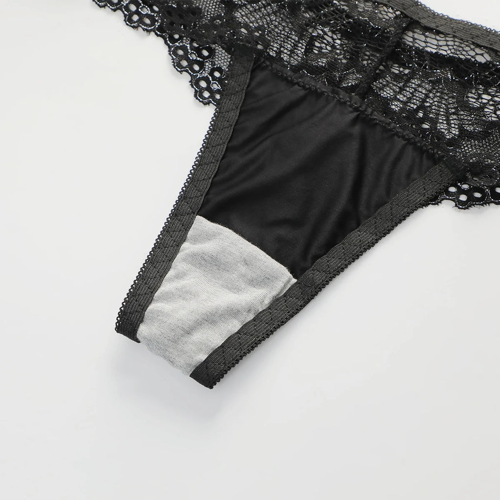 Ensemble de sous-vêtements Sexy en dentelle brodée pour femmes