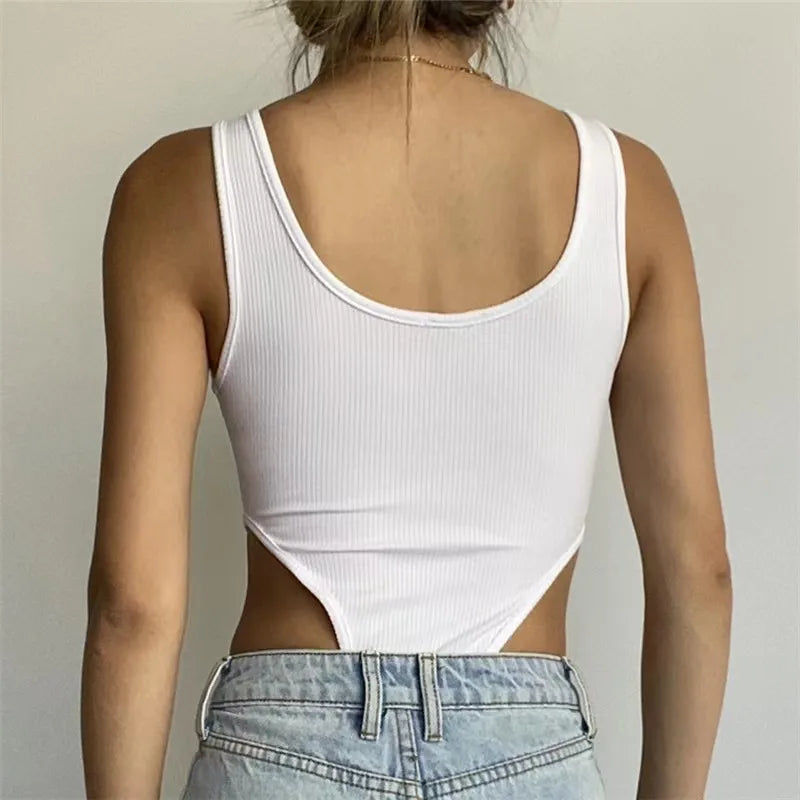 Body moulant sans manches pour femmes