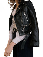 Blouson en similicuir noir pour femmes