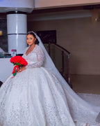Robe de mariée avec col en V pour femmes