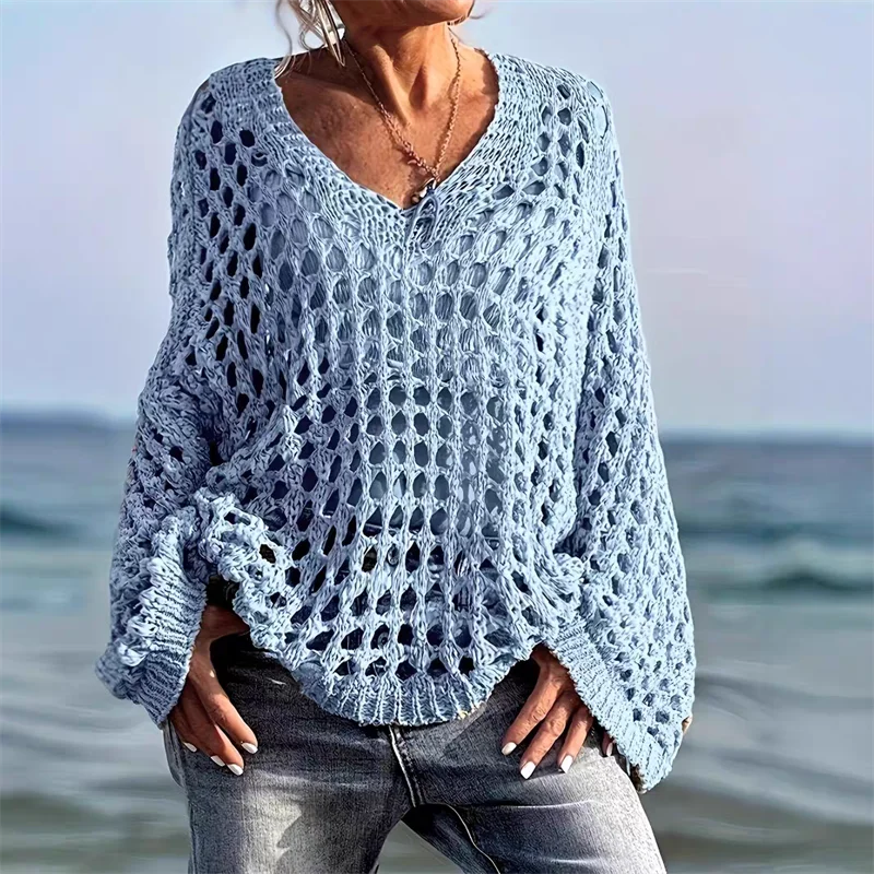 Pull de Plage Ajouré Femme – Maille Légère