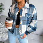 Veste en laine à carreaux pour femmes