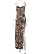 Robe maxi à imprimé léopard pour femmes