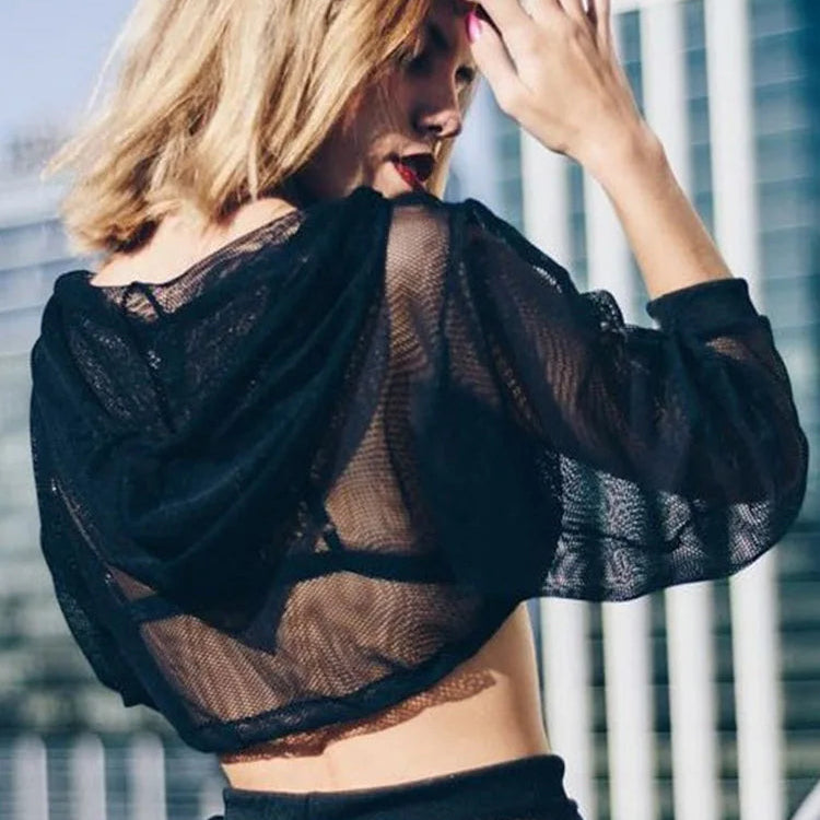 T-Shirt transparent à manches courtes pour femmes