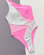 Maillot de bain une pièce à paillettes brillantes et asymétriques pour femmes