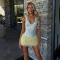 Robe à sequins et fente pour femmes