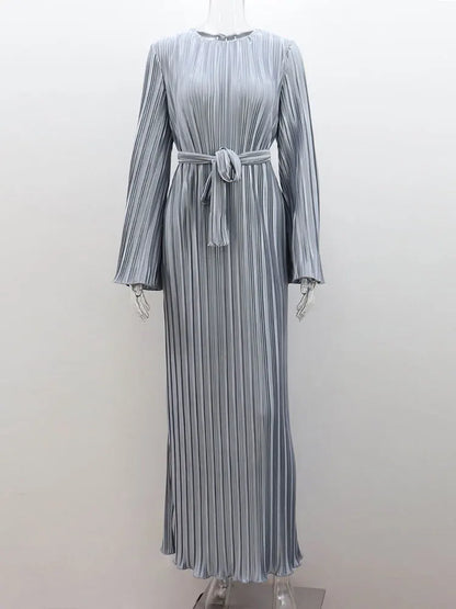 Robe Longue Femme – Volants, Laçage et Manches Évasées