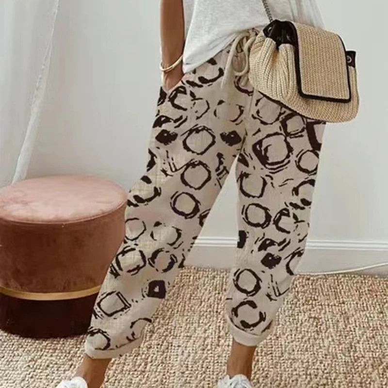 Pantalon vintage à imprimé floral pour femmes