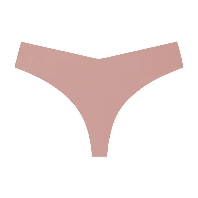String taille basse en soie glacé sans trace pour femmes