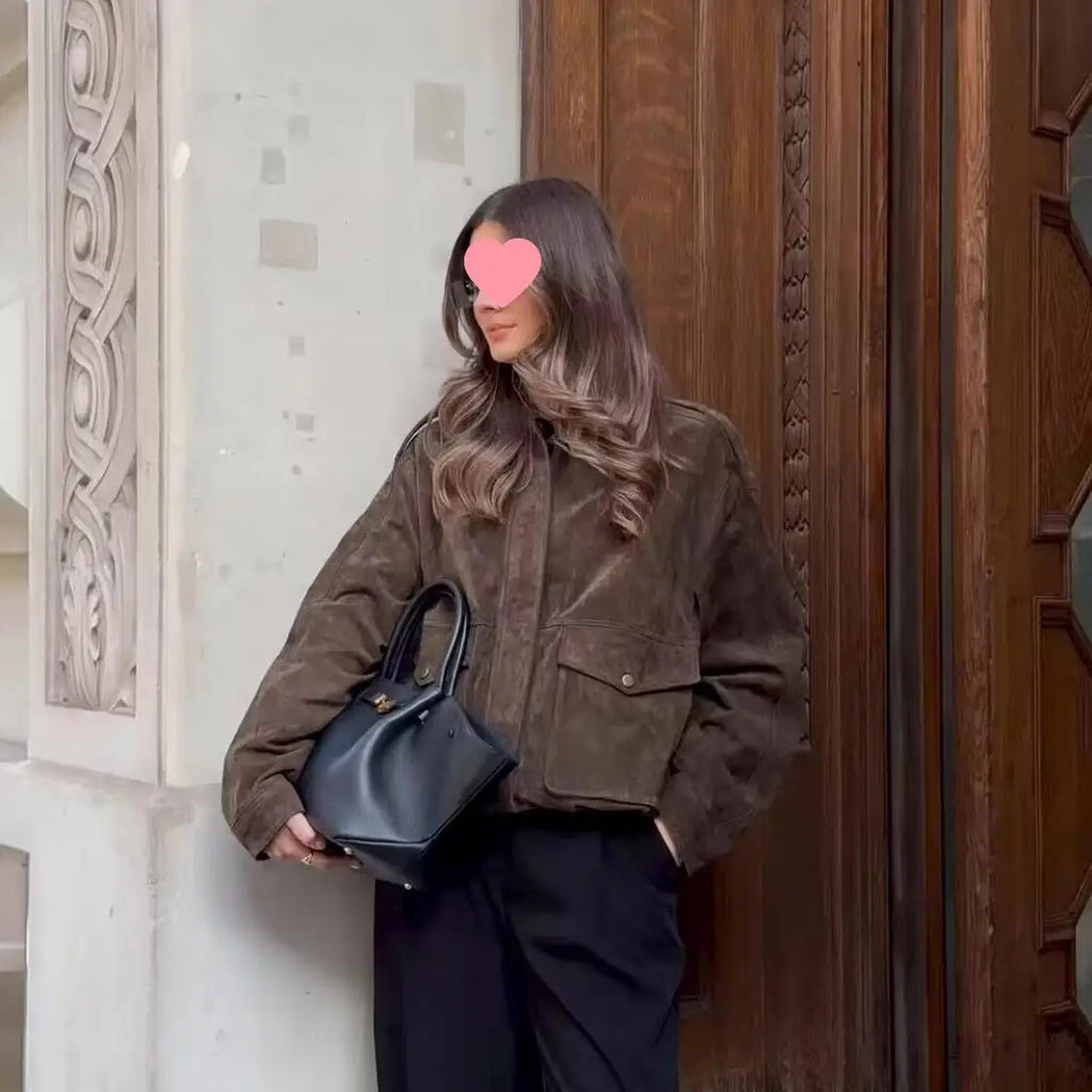 Veste en daim décontractée pour femmes