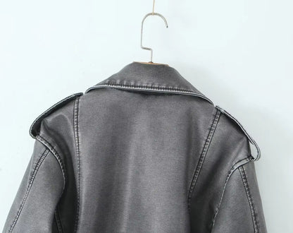Veste Similicuir Femme – Revers et Fermeture Zippée