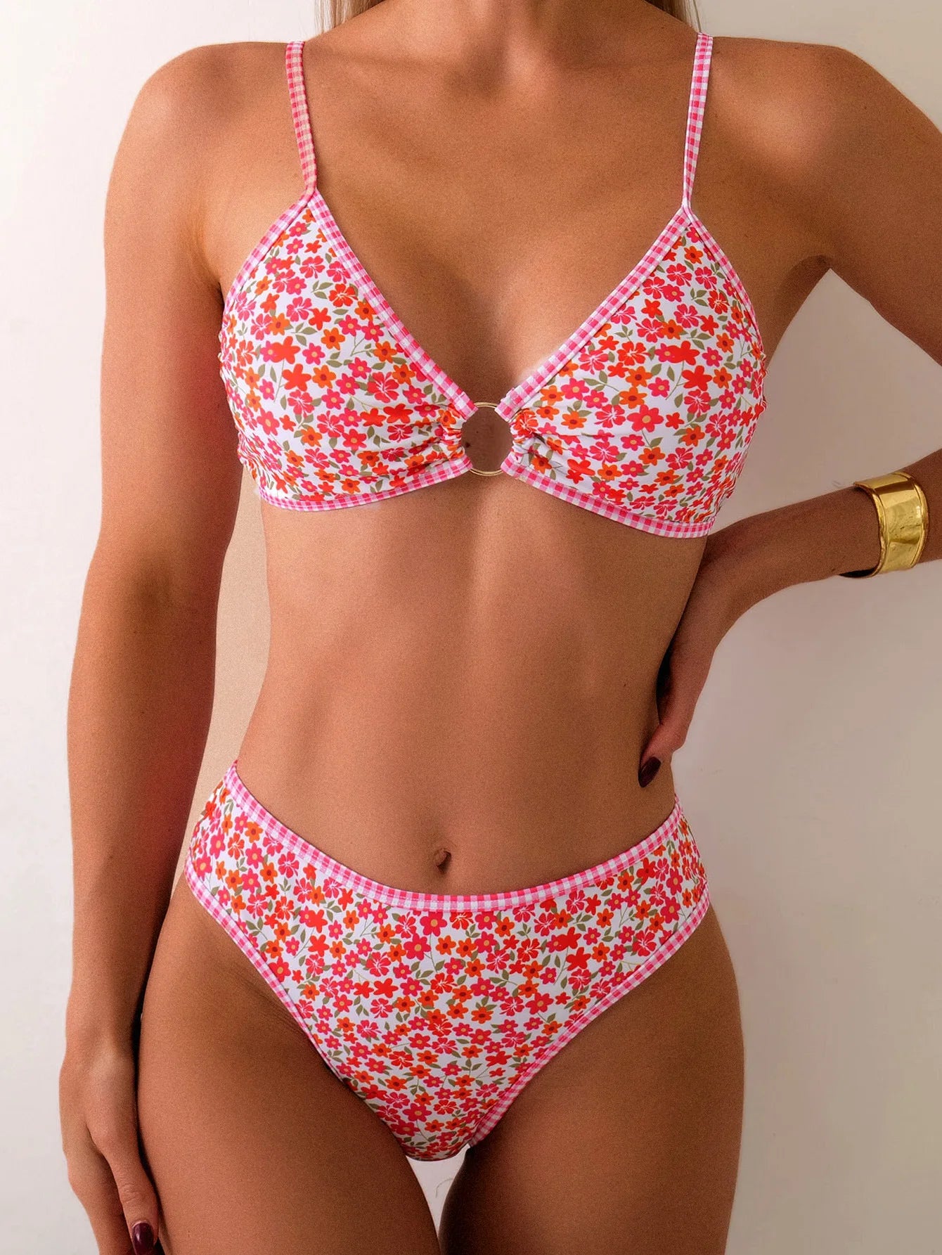 Maillot de bain 2 pièces  fleur imprimé pour femmes