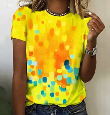 T-shirt à manches courtes et col rond pour femmes