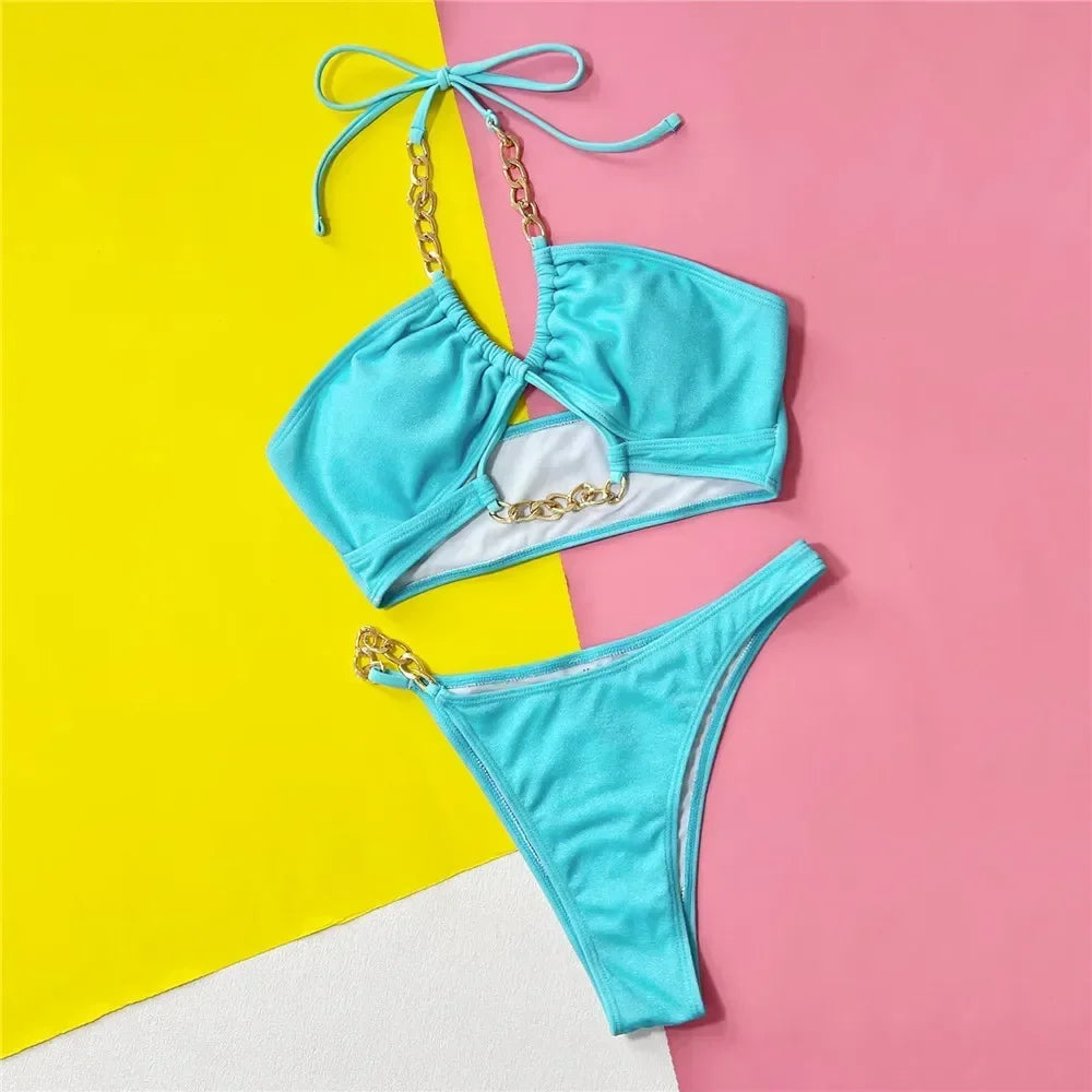 Ensembles maillot de bain deux pièces avec culotte taille haute pour femmes