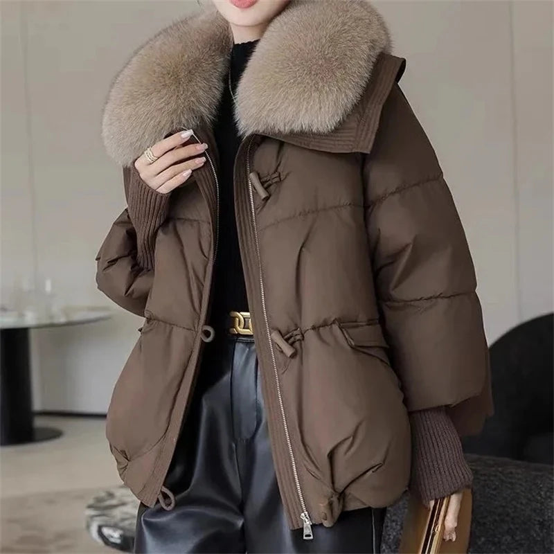 Manteau avec grand col de fourrure pour femmes