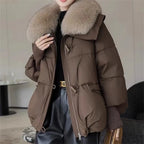 Manteau avec grand col de fourrure pour femmes
