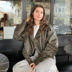 Veste courte en faux cuir pour femmes