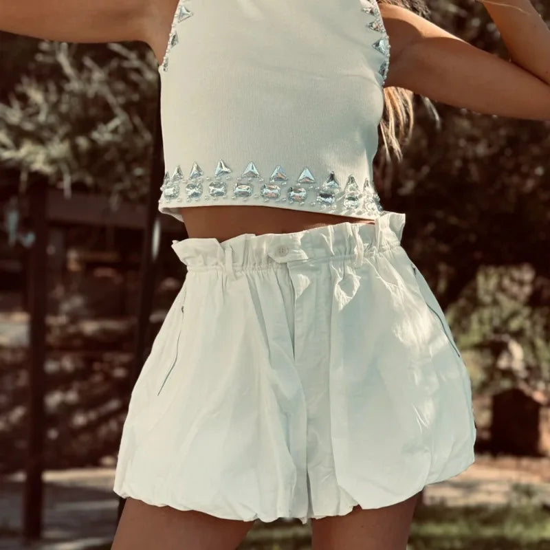 Short décontracté taille haute pour femmes