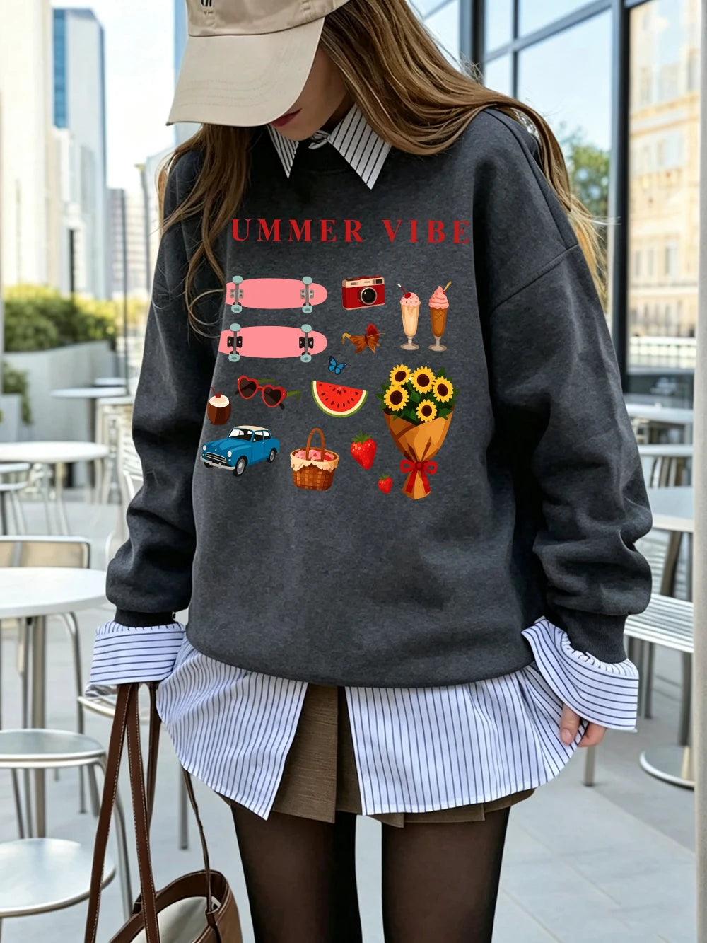 Sweat-shirts imprimés à motifs estivaux pour femmes