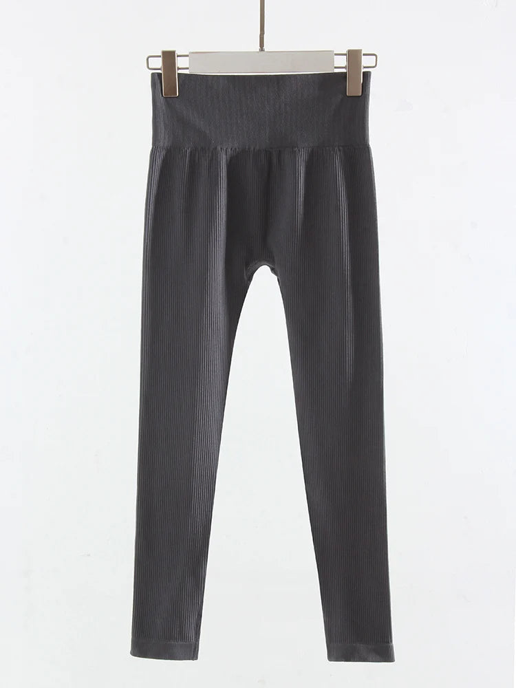 Legging Thermique Femme – Côtelé et Taille Haute