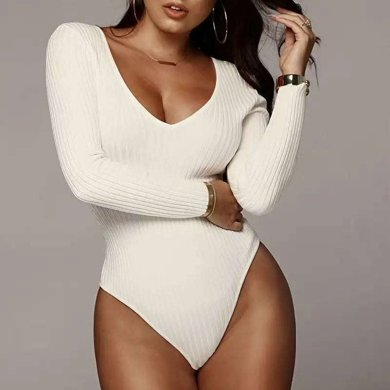 Body Vintage coupe ajustée et manches longues pour femmes