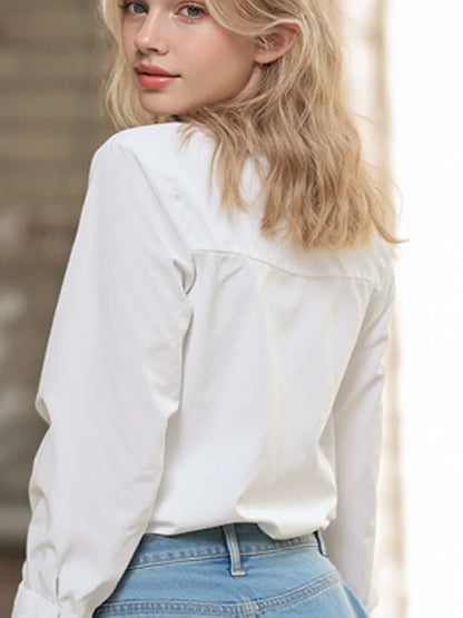 Chemisier Blanc Femme – Col à Revers Chic