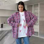 Chemise à carreaux ample pour femmes