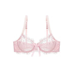 Ensemble de soutien-gorge transparent en dentelle avec nœud ultra-fin et culotte pour femmes