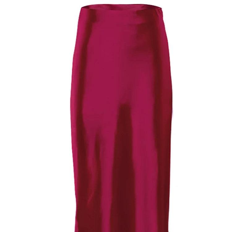 Jupe longue en Satin de soie pour femmes