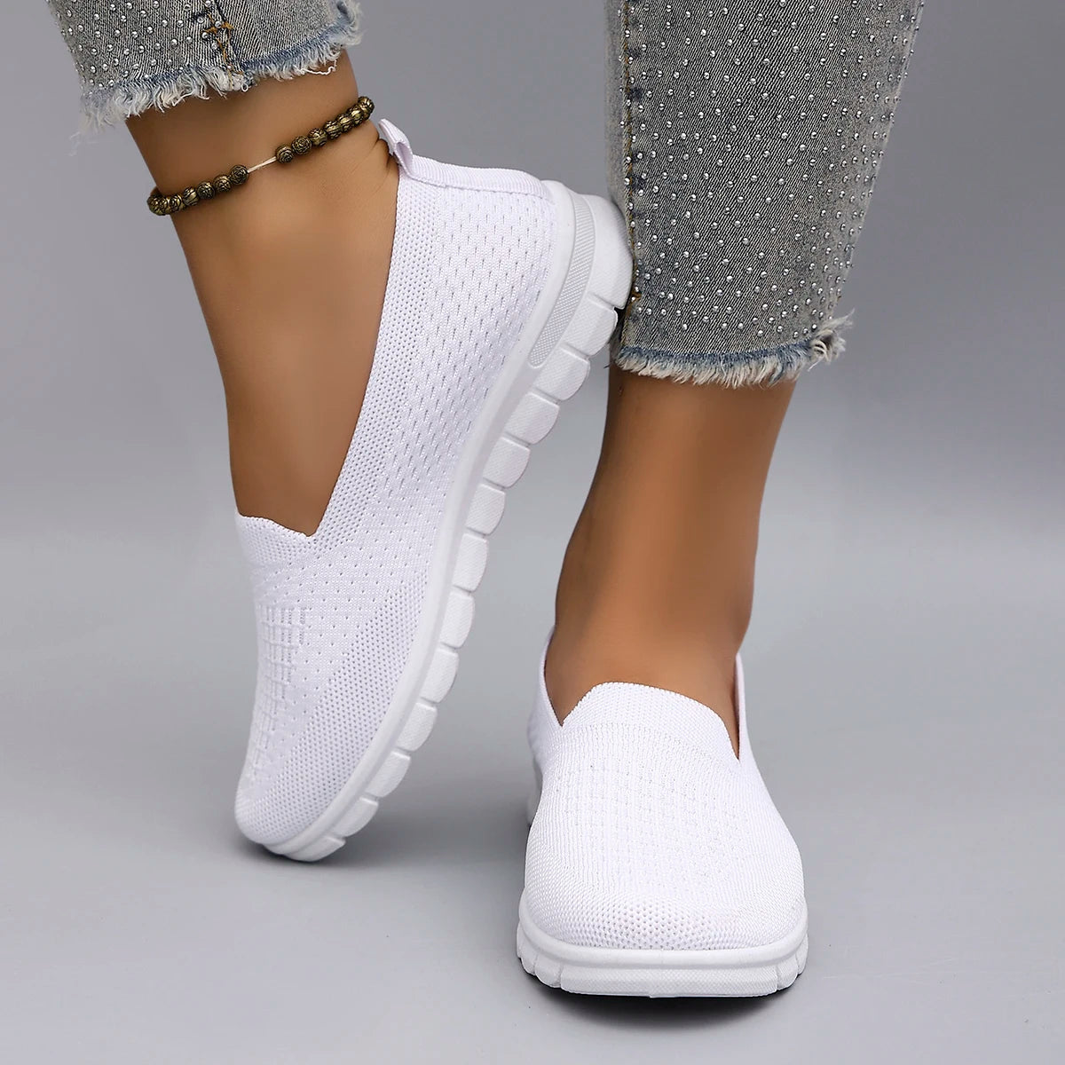 Chaussures plates d'été en maille respirante pour femmes