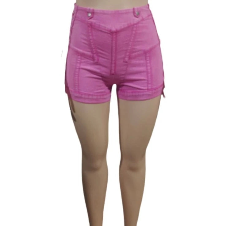 Shorts en jean taille haute à lacets pour femmes