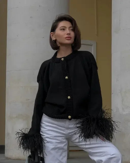 Cardigan décontracté à col rond pour femmes