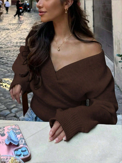 Pull Élégant Femme – Col V et Laçage