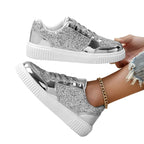 Chaussures décontractées sportives brillantes en cuir pour jeunes femmes