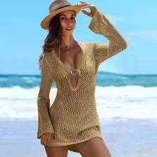 Robe courte en tricot ajouré pour femmes