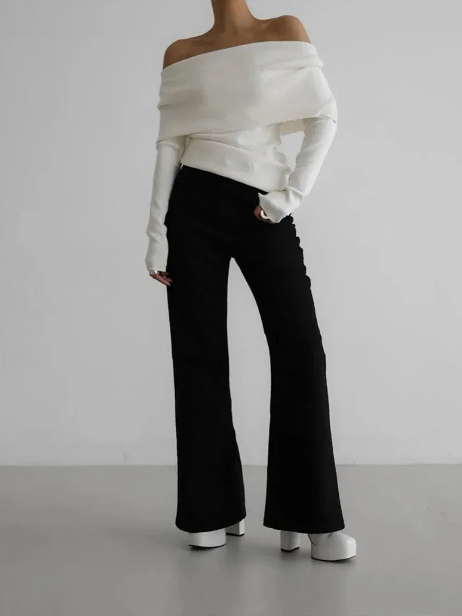 Pull à manches longues tricoté pour femmes