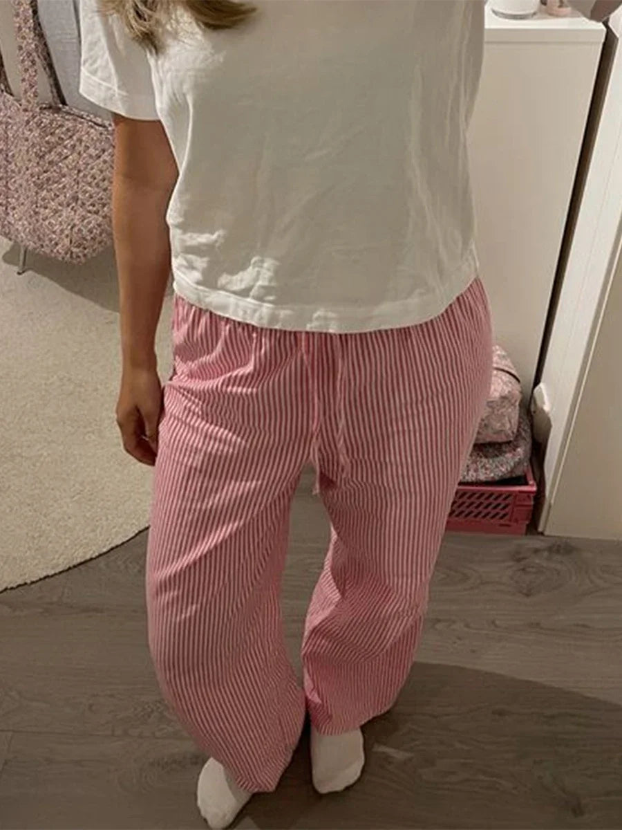 Pantalon décontracté à imprimé rayé pour femmes