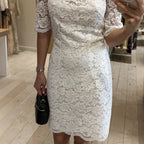 Robe mini en dentelle blanche transparente pour femmes
