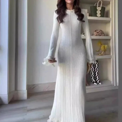 Robe Longue Femme – Plis et Volants