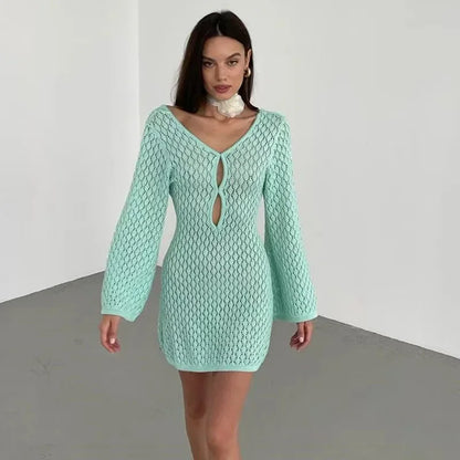 Robe Longue de Plage en Maille Femme