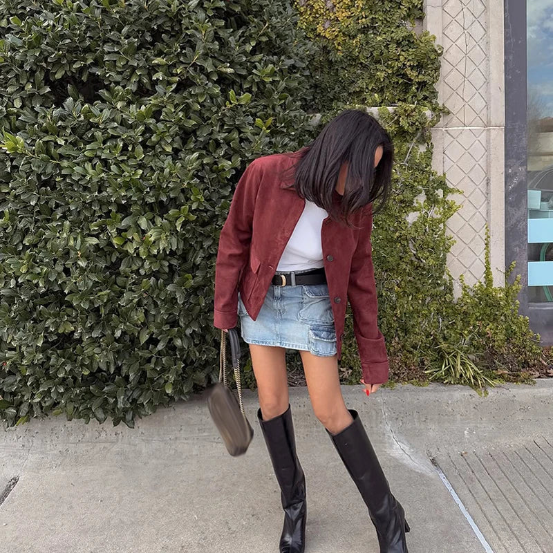Veste marron vintage pour femmes