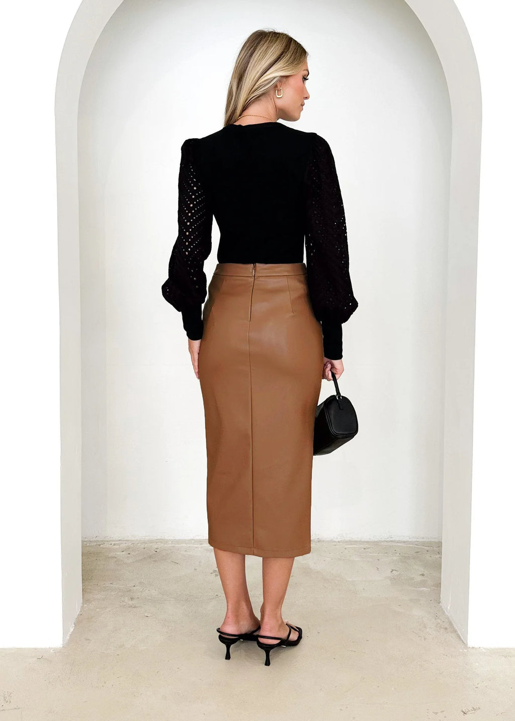 Jupe en cuir PU pour femmes