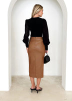 Jupe en cuir PU pour femmes