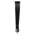 Botte à talons hauts en tissu extensible pour femmes